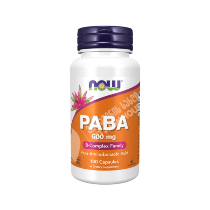 ნაუ - პაბა 500 მგ - 100 კაფს/NOW - PABA 500 mg - 100 vcaps