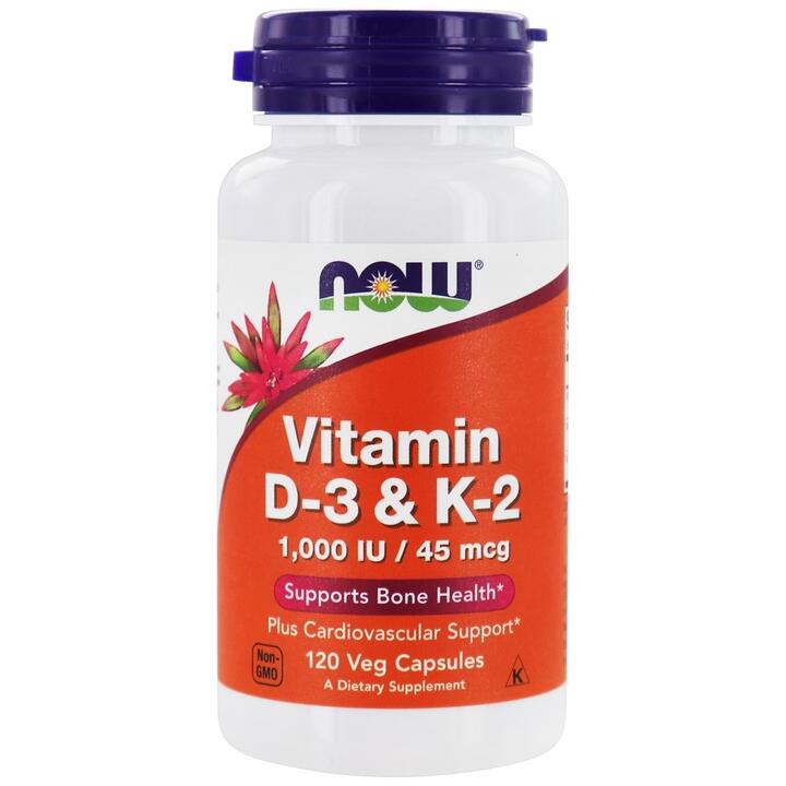 ნაუ - ვიტამინი დ3/კ2 1000 სე - 120 ვკაფს / NOW - Vitamini D3 / K2 1000 IU  - 120 vcaps
