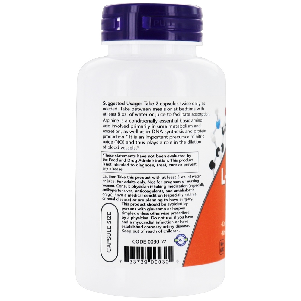 NOW - L-Arginine 500 mg - 100 vcaps