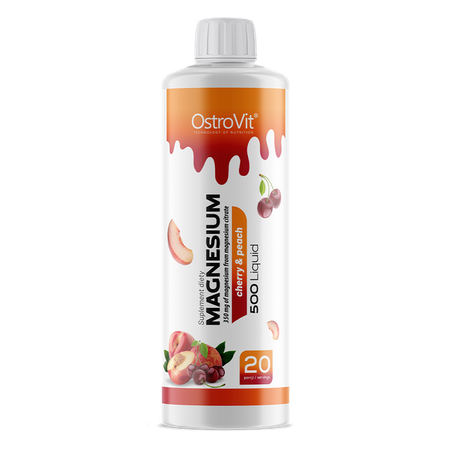 OstroVit - Magnesium + Vitamin B6 Liquid - 500 ml - Cherry & Peach
