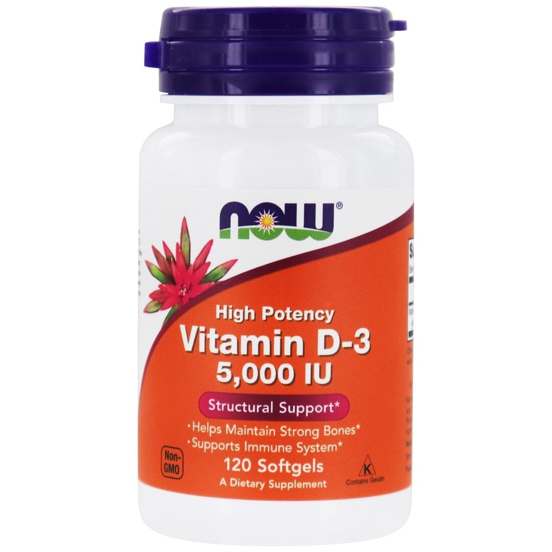 ნაუ - ვიტამინი დ3 5000 სე - 120 რკაფს / NOW - Vitamini D3  5000 IU - 120 sgels